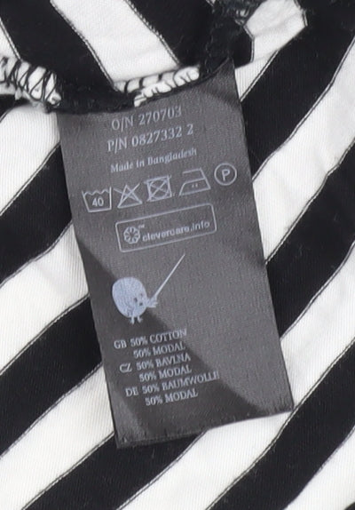 Monki Women's Black Striped T-Shirt, Size 2XS