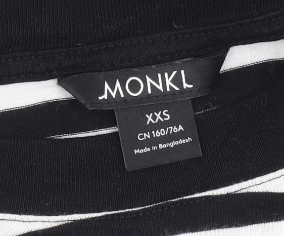 Monki Women's Black Striped T-Shirt, Size 2XS