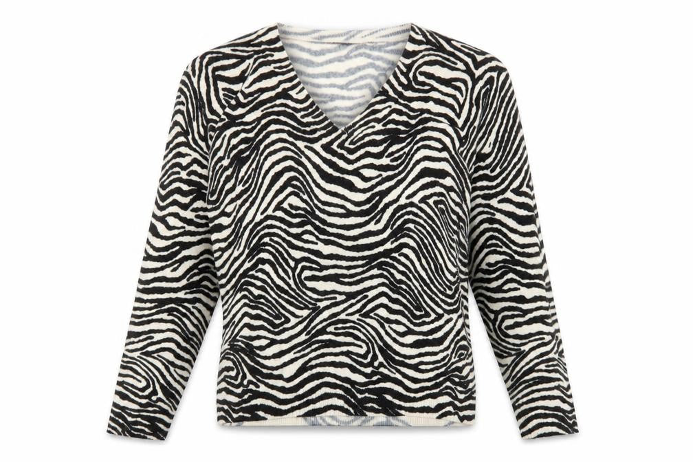 Marks & Spencer Women's Zebra V-Neck Pullover Jumper L