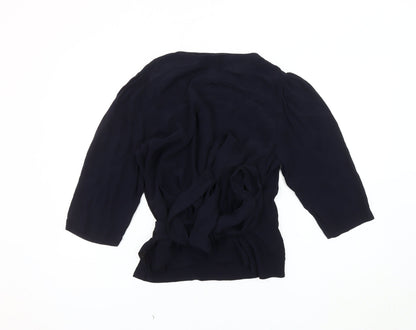 Editor's Cut Women's Black Wrap Blouse, Size 12, V-Neck Chic