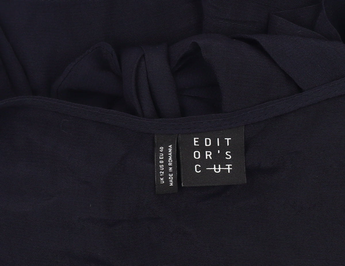 Editor's Cut Women's Black Wrap Blouse, Size 12, V-Neck Chic