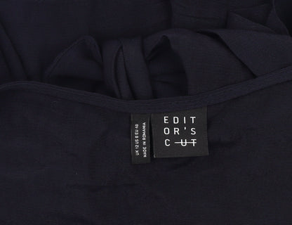 Editor's Cut Women's Black Wrap Blouse, Size 12, V-Neck Chic