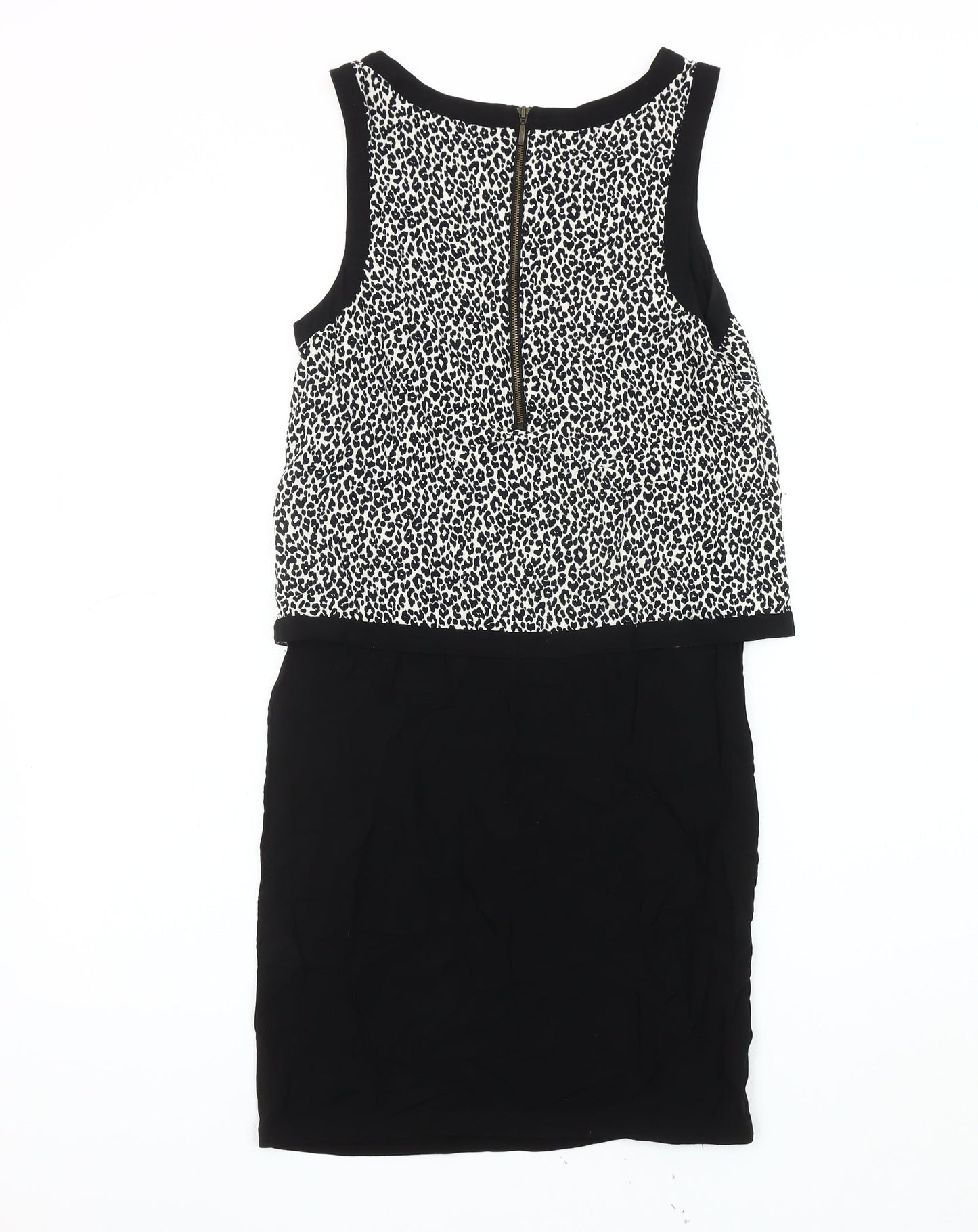 Warehouse Women's Black Animal Print Blouson Dress UK 6