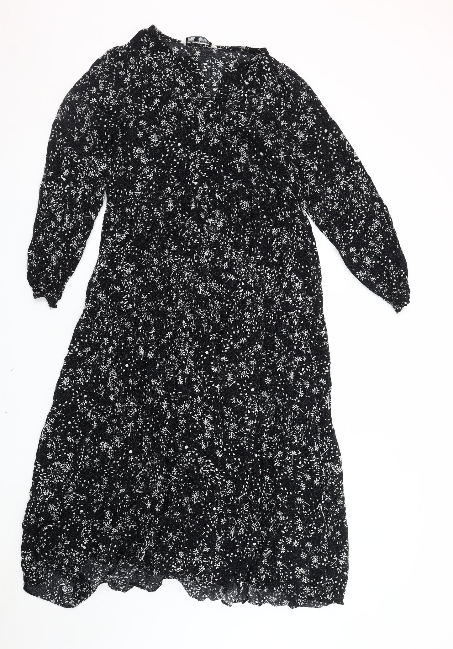 Zara Women's Black Floral Maxi Dress Size S