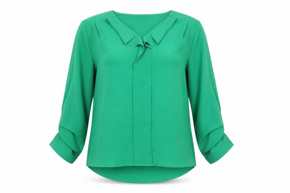 M&Co Women's Green V-Neck Blouse Size 12