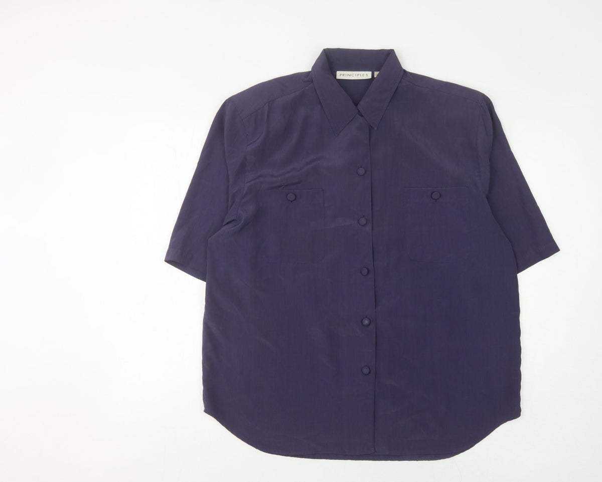Principles Women's Blue Button-Up Shirt Size 18