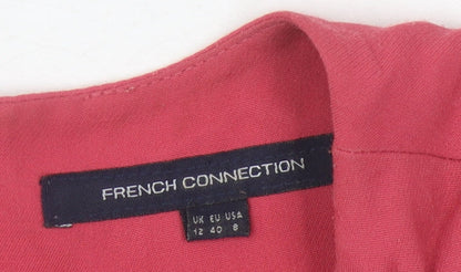 Close-up detail of French Connection Women's Red Shift Dress, size 12