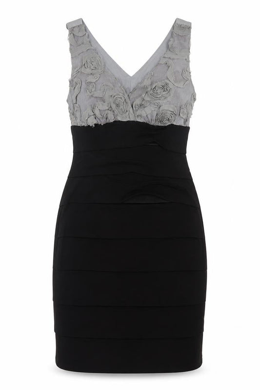 Enfocus Studio Women's Black Grey Sheath Dress Size 10