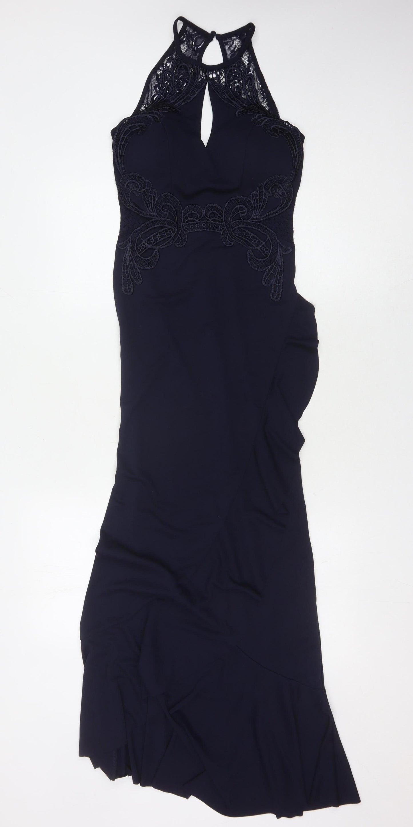 Lipsy Women's Blue Halter Mermaid Party Dress - Size 8