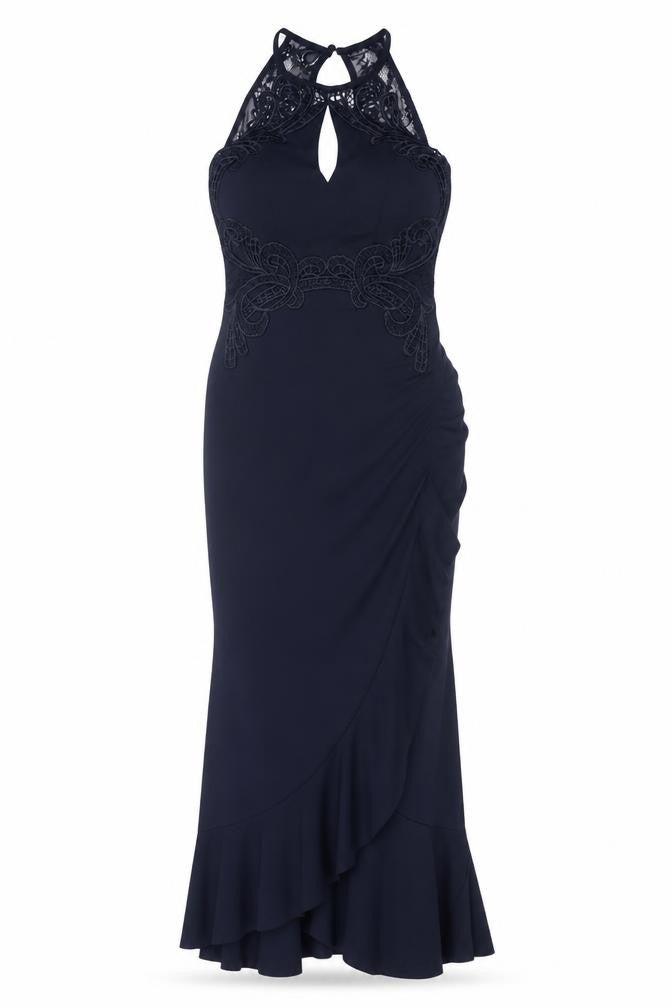 Lipsy Women's Blue Halter Mermaid Party Dress - Size 8