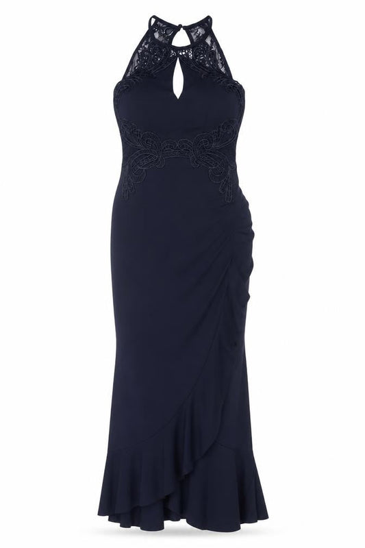 Lipsy Women's Blue Halter Mermaid Party Dress - Size 8