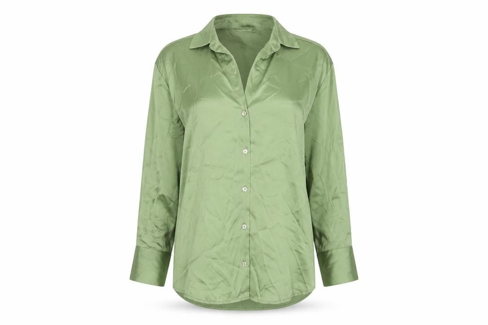 Zara Women's Green Button-Up Shirt XS Collared