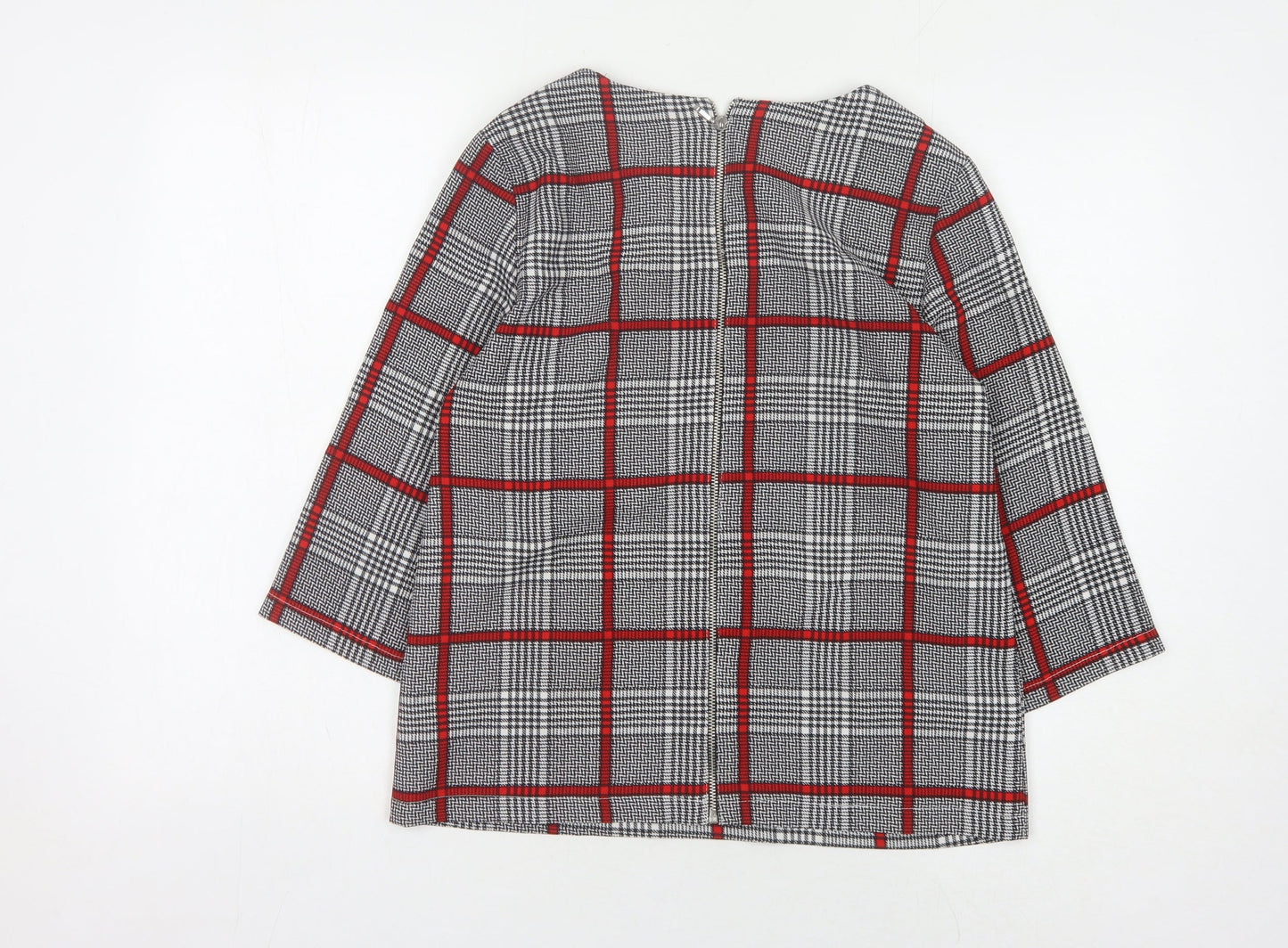Topshop Women's Grey Check Blouse UK 8 Business Casual
