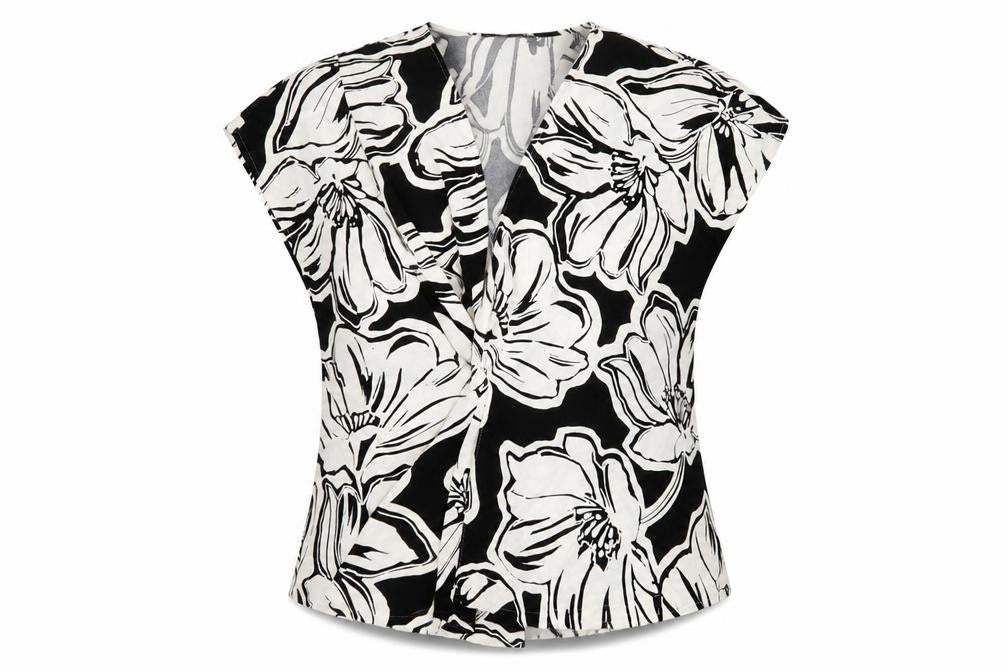 Marks & Spencer Women's Black Floral Blouse, Size 16 Petite