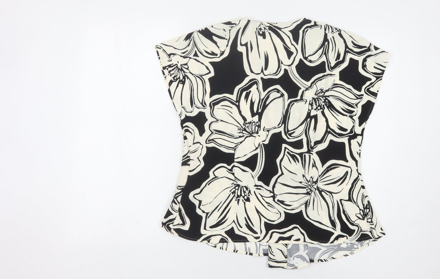 Marks and Spencer Women's Black Floral Blouse, Size 16 Petite