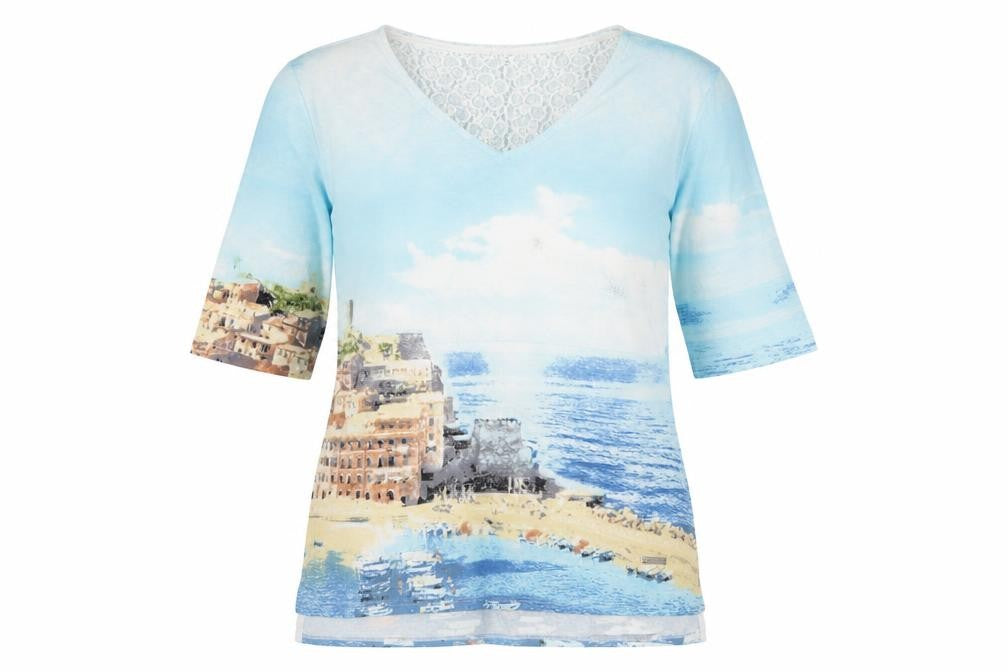 Passioni Women's Multicoloured Graphic T-Shirt, M, V-Neck