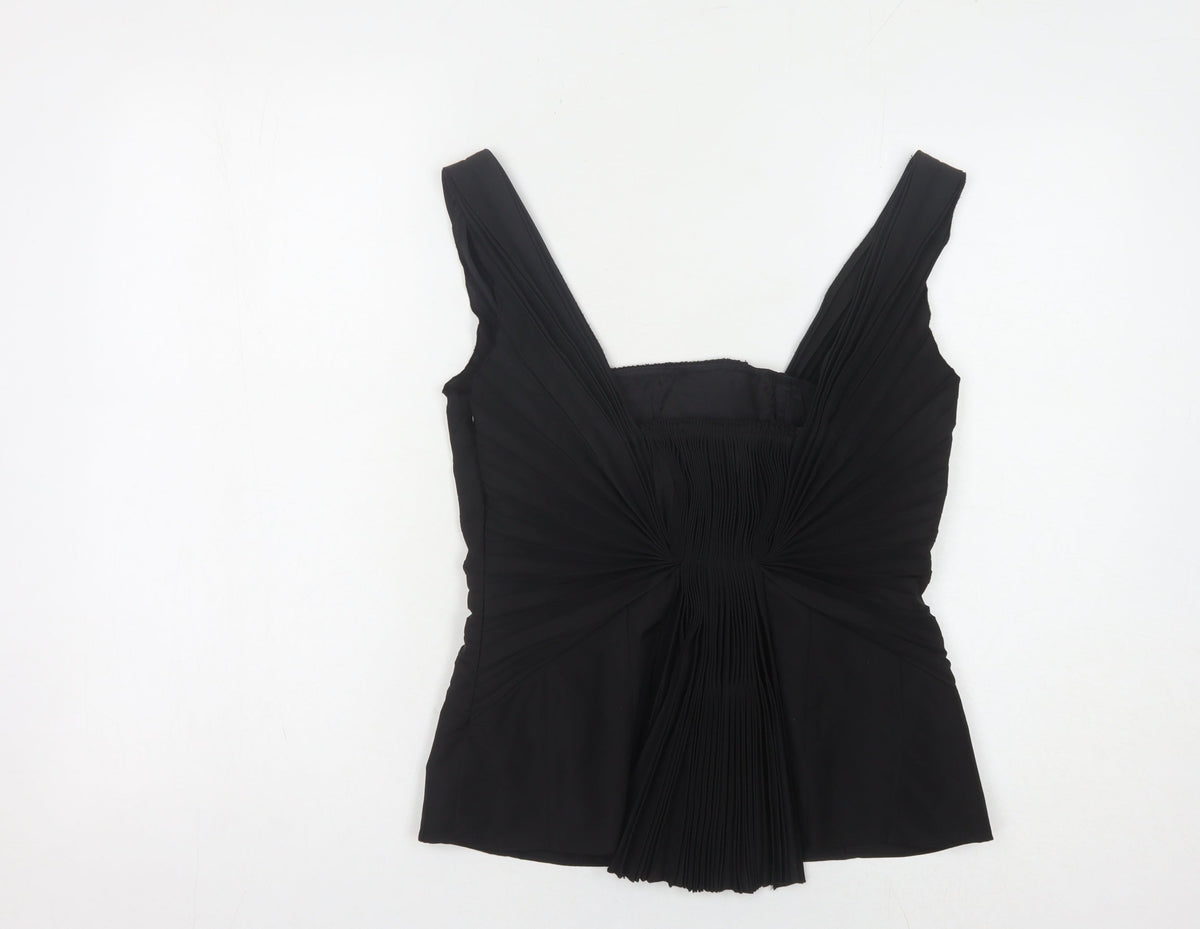 Coast Women's Black Blouse, Size 12, Elegant Ruffle Detail