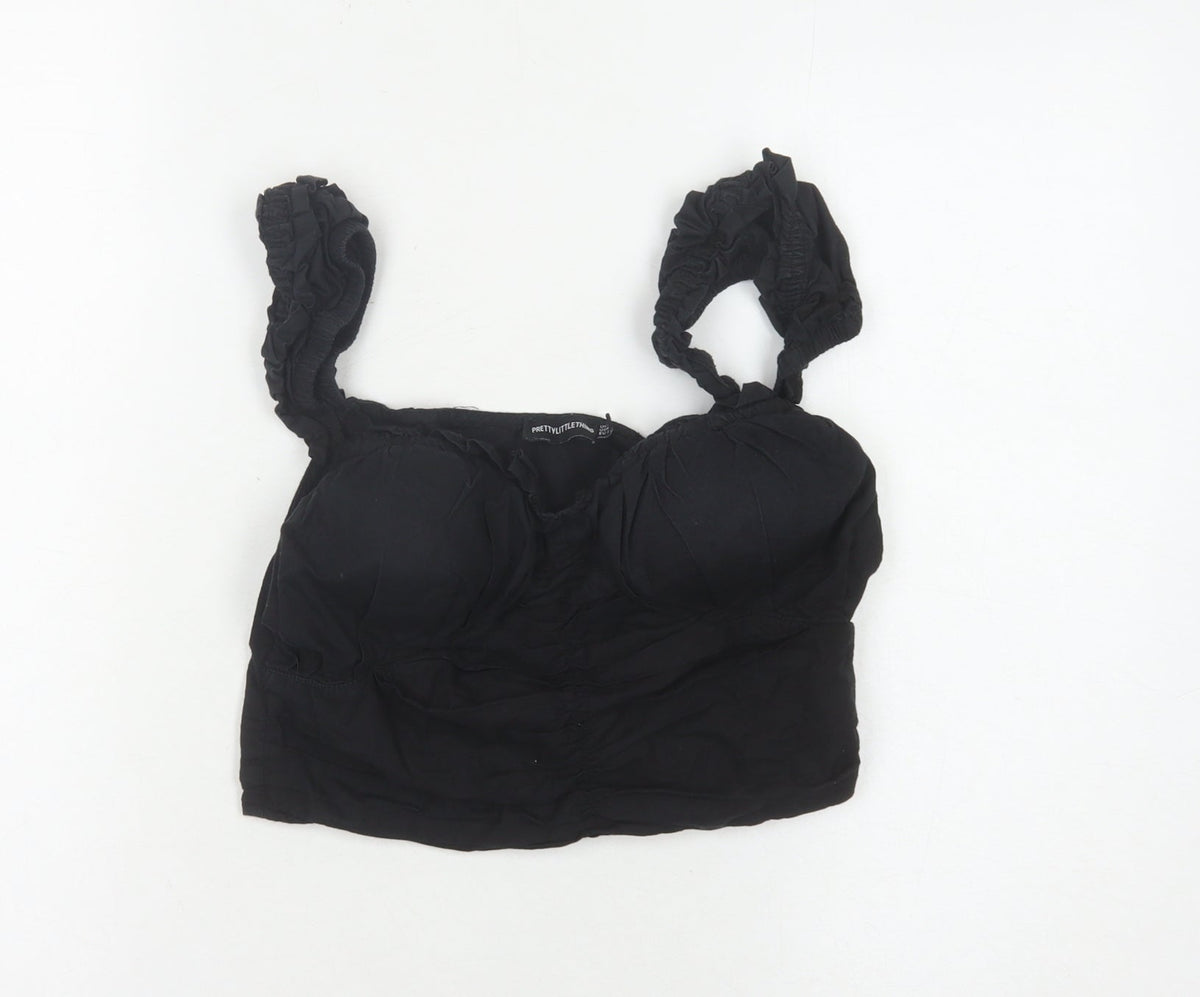PrettyLittleThing Black Cropped Top, UK Size 8