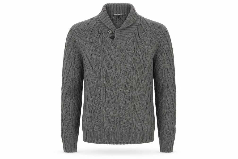 Piazza Italia Men’s Grey XL Cable-Knit Jumper