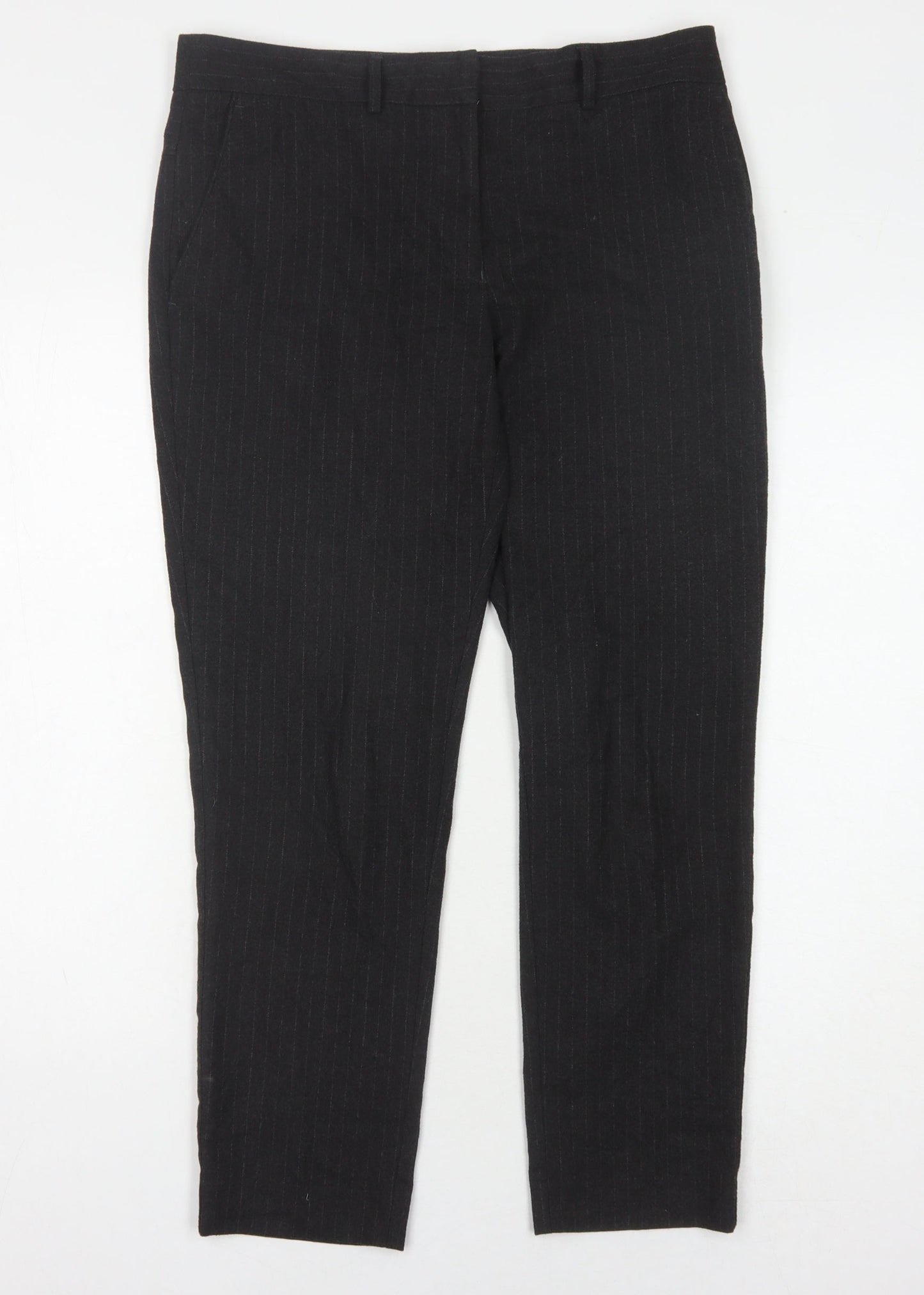 Next Women's Black Striped Trousers Size 10