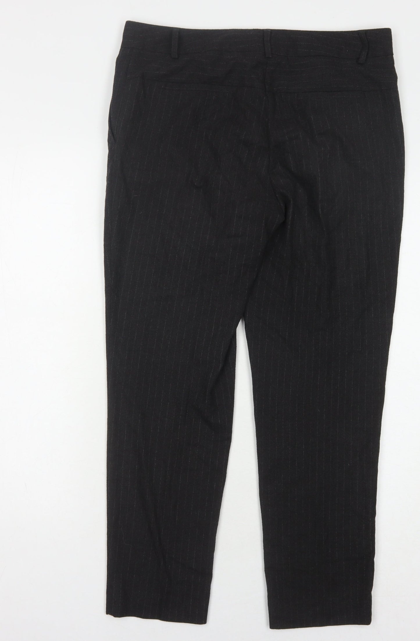 Next Women's Black Striped Trousers Size 10