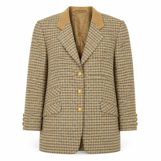 Delmod Women Brown Check Blazer Size 14 Autumn
