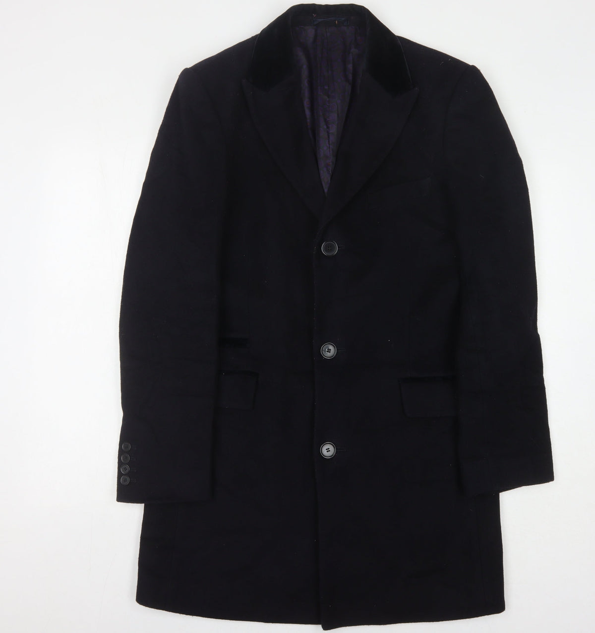 Marks & Spencer Black Wool Overcoat S Unisex