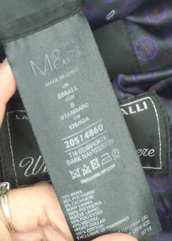 Marks & Spencer Black Wool Overcoat S Unisex