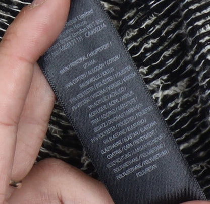 Brand and care label for Miss Selfridge Women's Geometric Open Front Cardigan, size 8