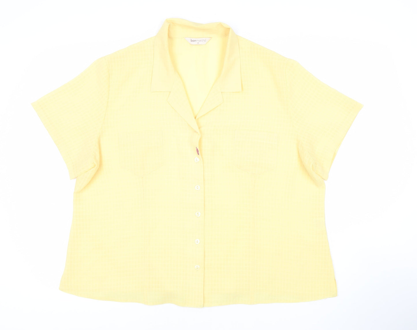 Bonmarché Women's Yellow Button-Up Shirt - Size 14