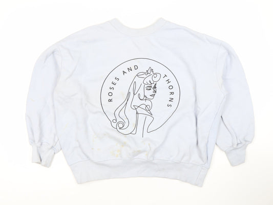 Reserved Women's White Pullover Sweatshirt, S, Cartoon Print
