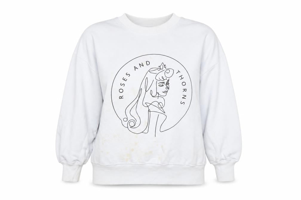 Reserved Women's White Pullover Sweatshirt, S, Cartoon Print