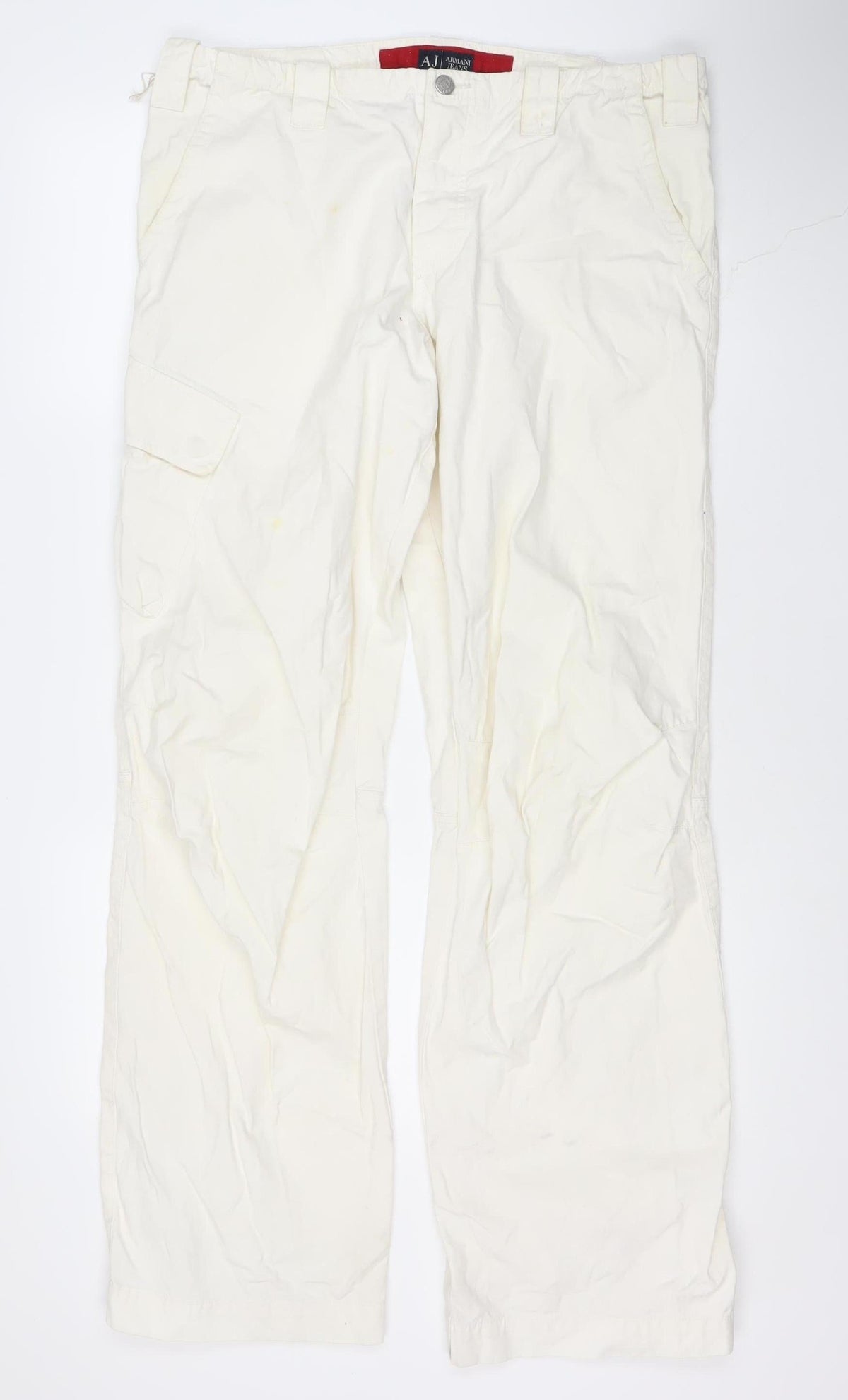 AJ Arma Kani Men's Ivory Slim Cargo Jeans, Size 36