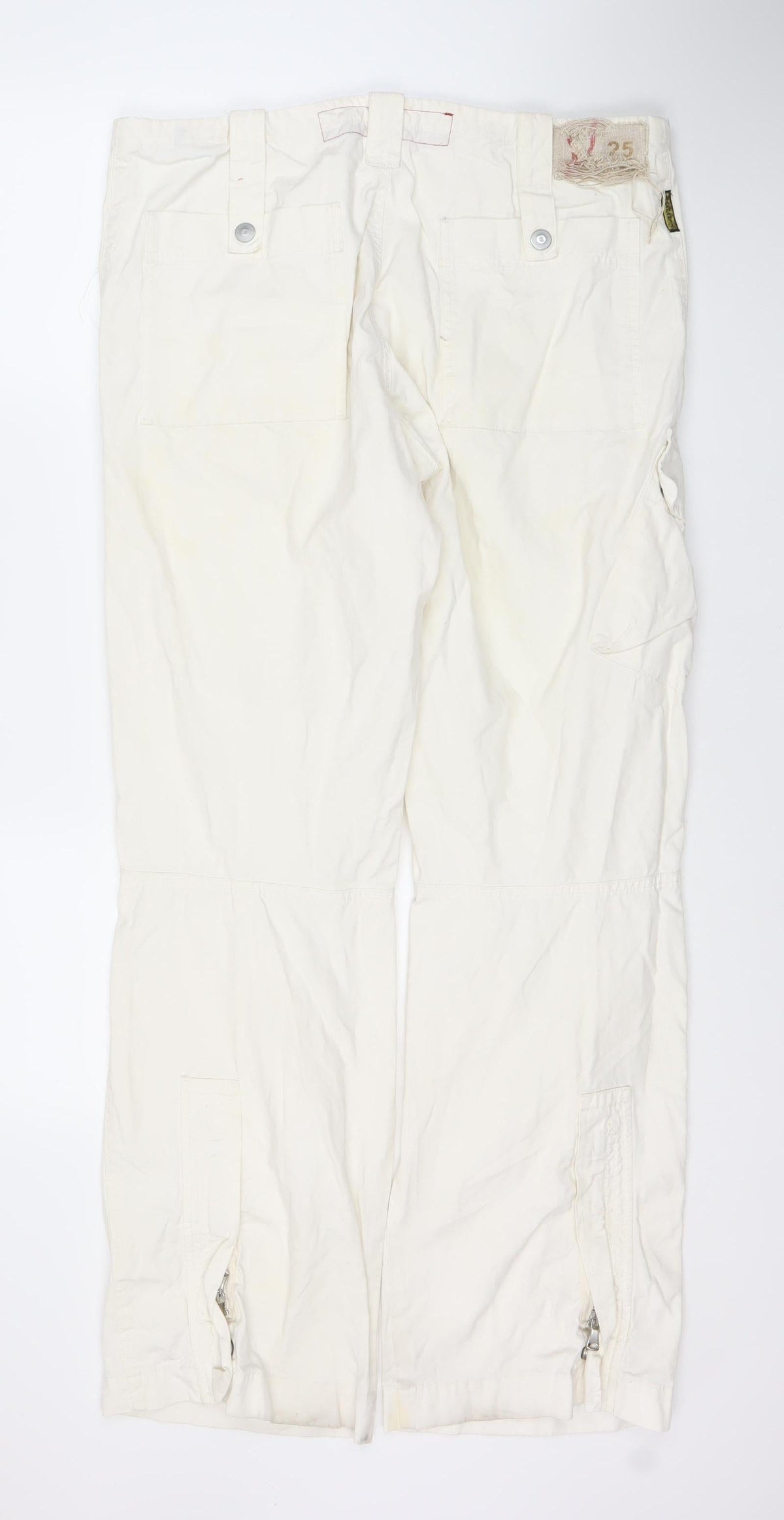 AJ Arma Kani Men's Ivory Slim Cargo Jeans, Size 36