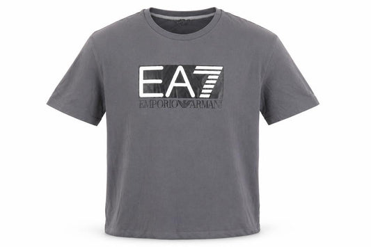 Front view of Emporio Armani Logo boys’ grey cotton t-shirt, 12 years casual