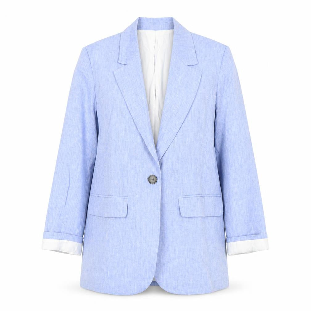 Zara Women's Blue Linen Blazer 2XS