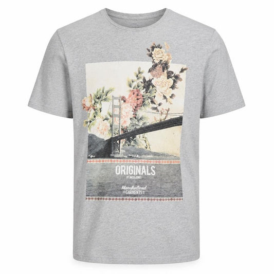 Jack & Jones Men’s Grey Graphic Short Sleeve T-Shirt