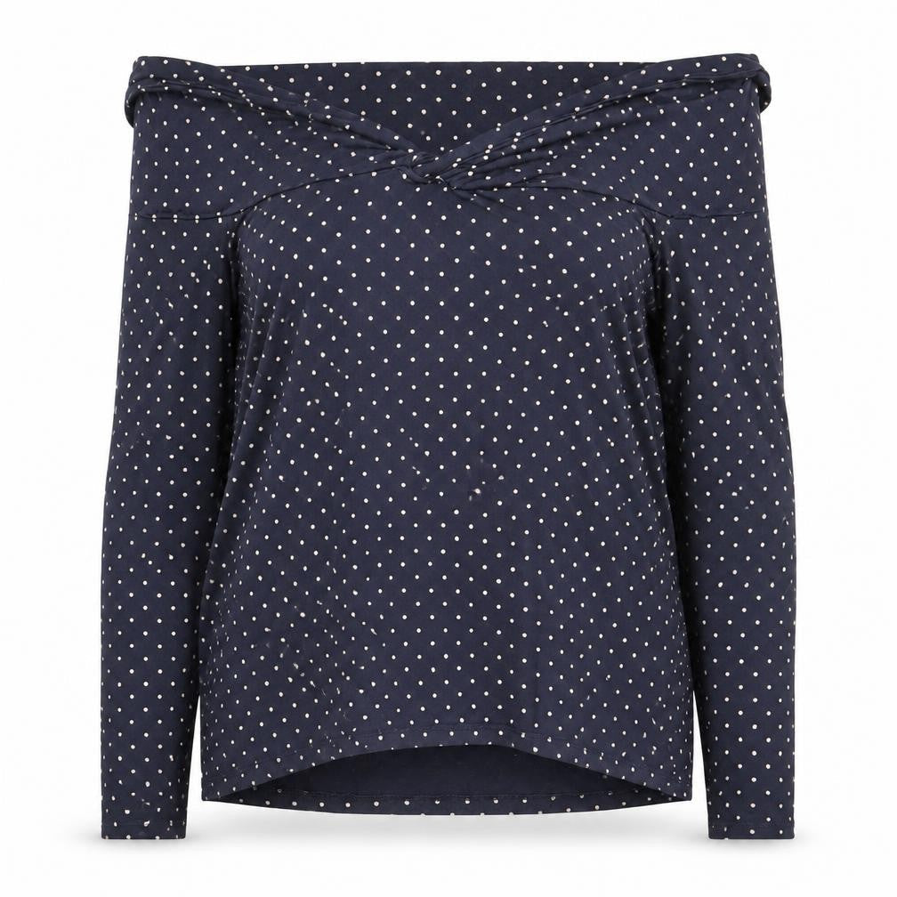 Bonmarché Women's Blue Polka Dot Cowl Neck Top