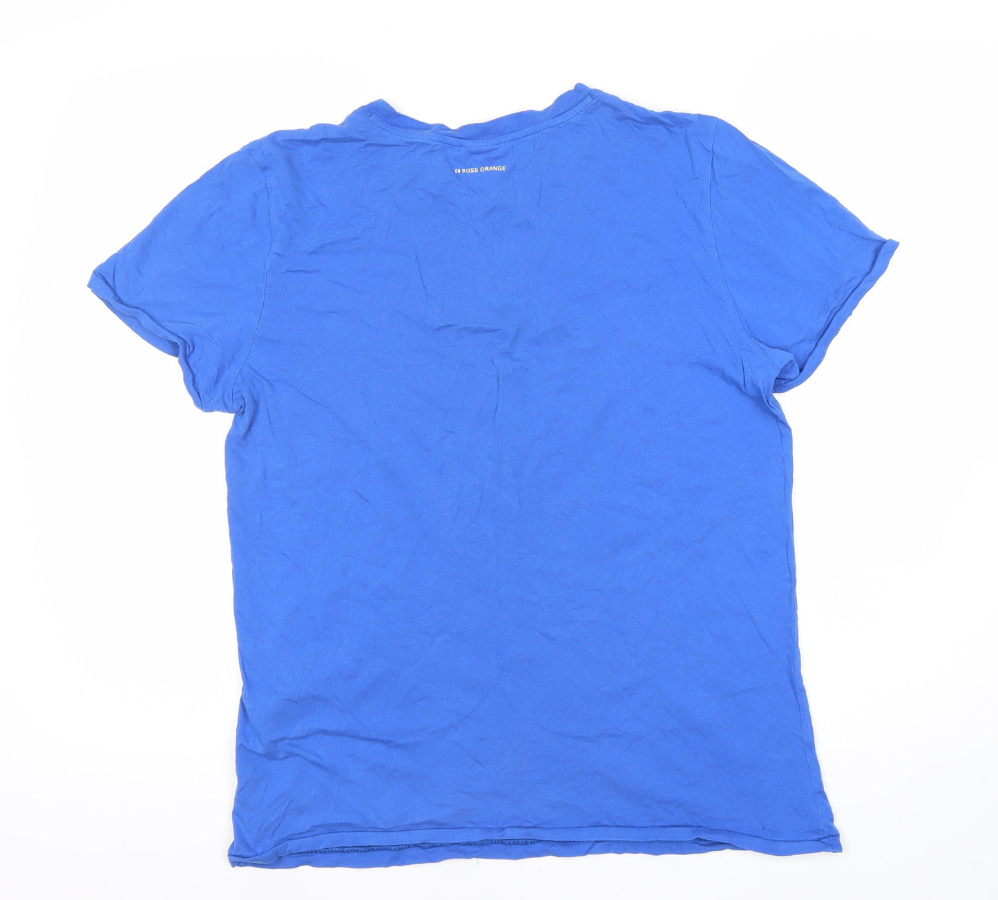 Boss Orange Men's Blue Graphic Print T-Shirt, Size L