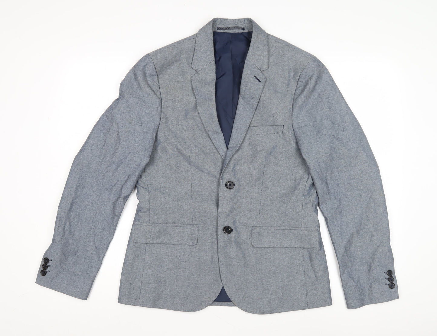 Marks and Spencer Men's Blue Blazer, Size 36 - Cotton Blend