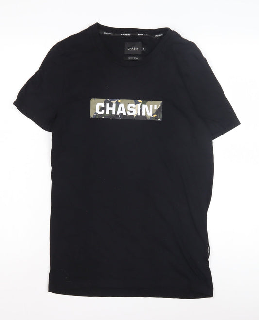 CHASIN' Men's Black Graphic Print T-Shirt Size S