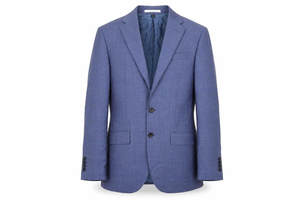 Marks & Spencer Men's Blue Check Slim Blazer 36