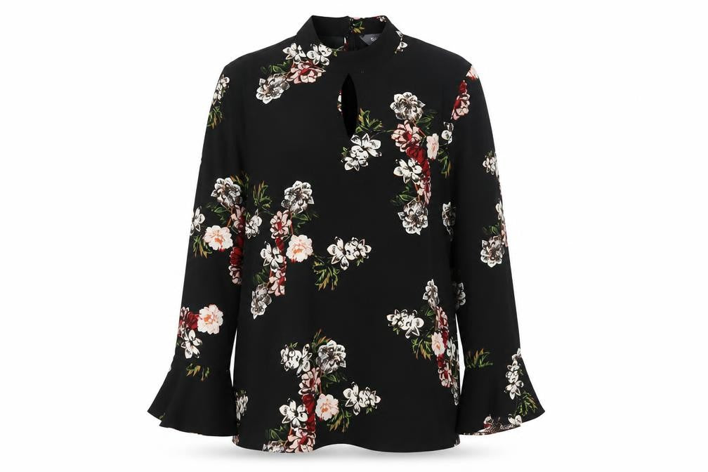 SOSANDAR Women's Black Floral Blouse Size 16