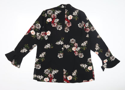 Sonsandar Women's Black Floral Blouse Size 16