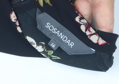 Sonsandar Women's Black Floral Blouse Size 16