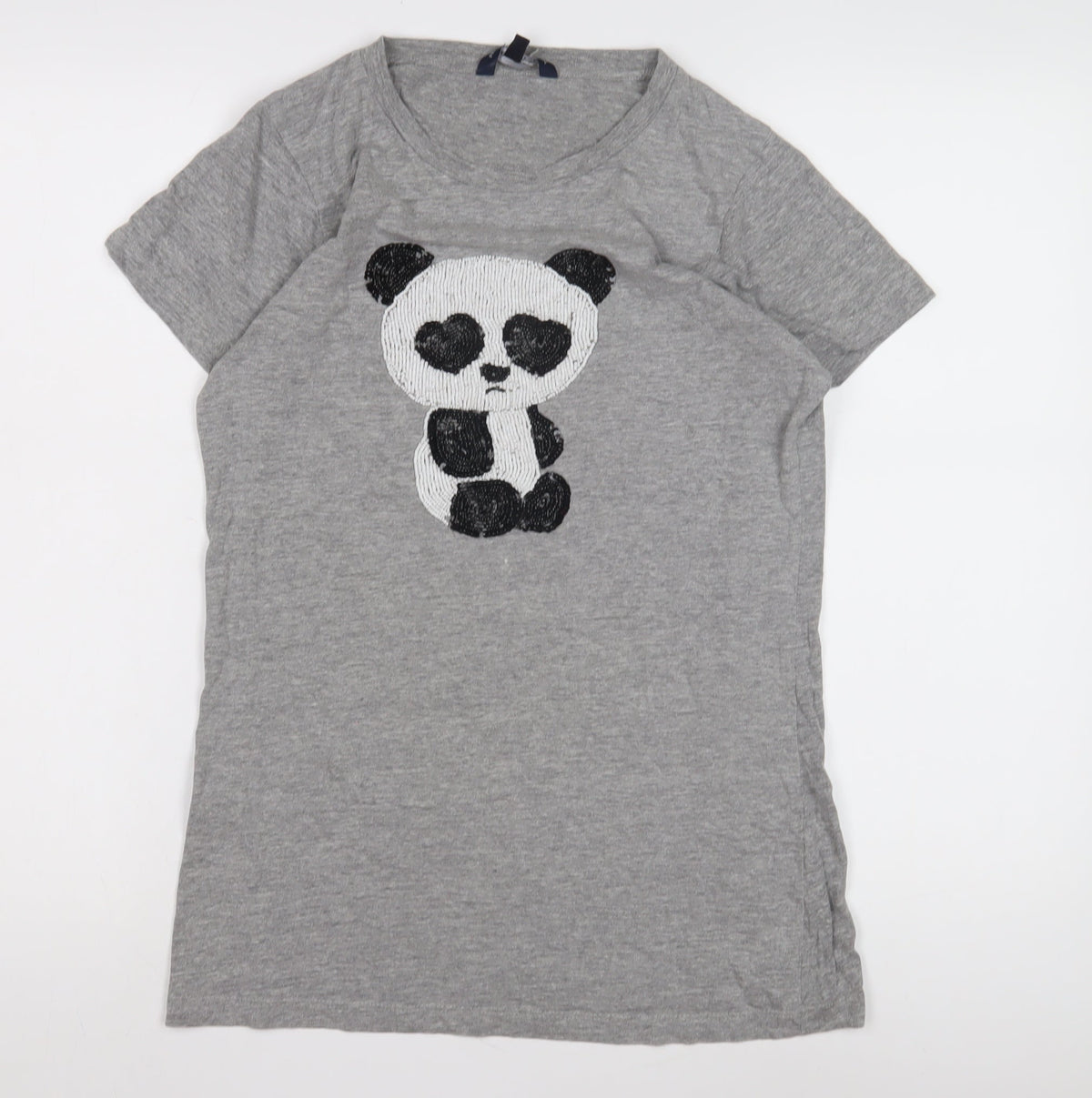 French Connection Women's Grey Beaded T-Shirt Size S