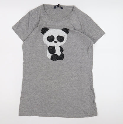 Additional front view of French Connection Women's Grey Beaded T-Shirt, size S
