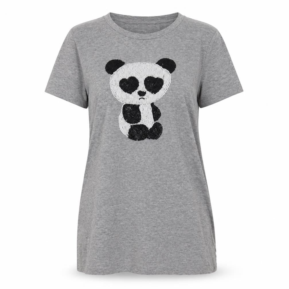 French Connection Women's Grey Beaded T-Shirt Size S