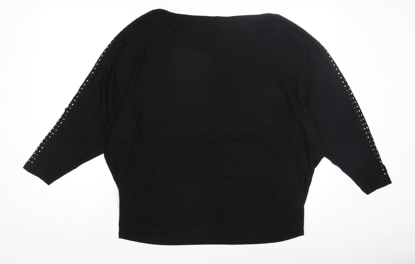 Lipsy Women's Black Studded 3/4 Sleeve Top Size 16