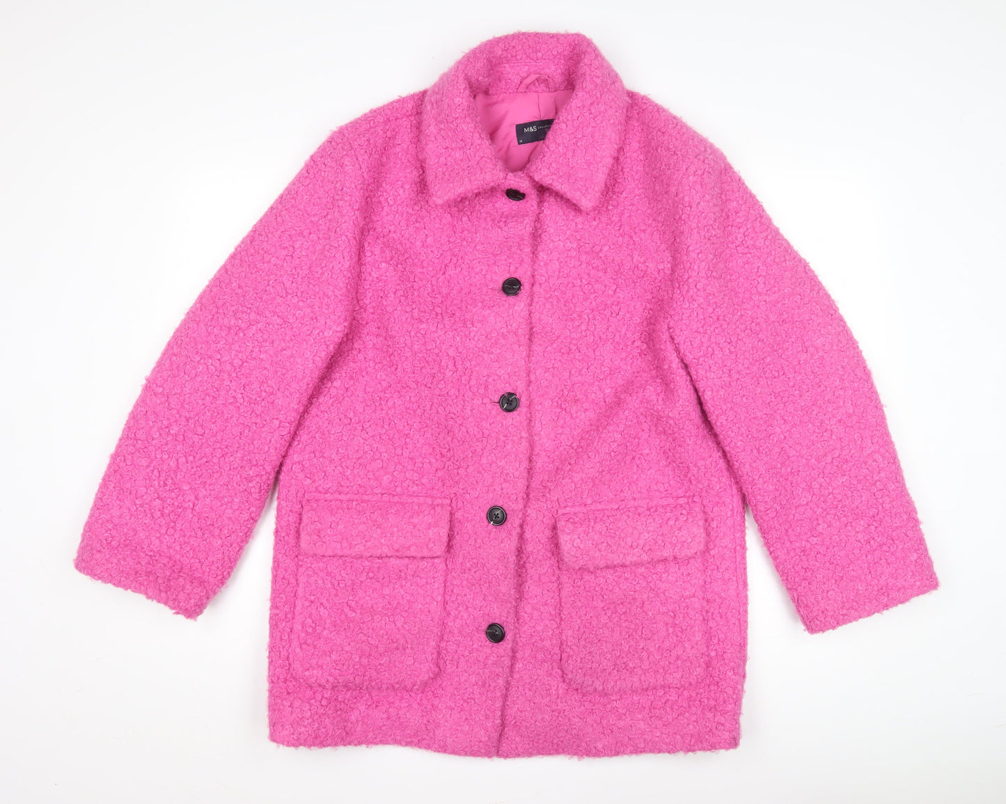 Marks & Spencer Women's Pink Wool Blend Coat Size 10